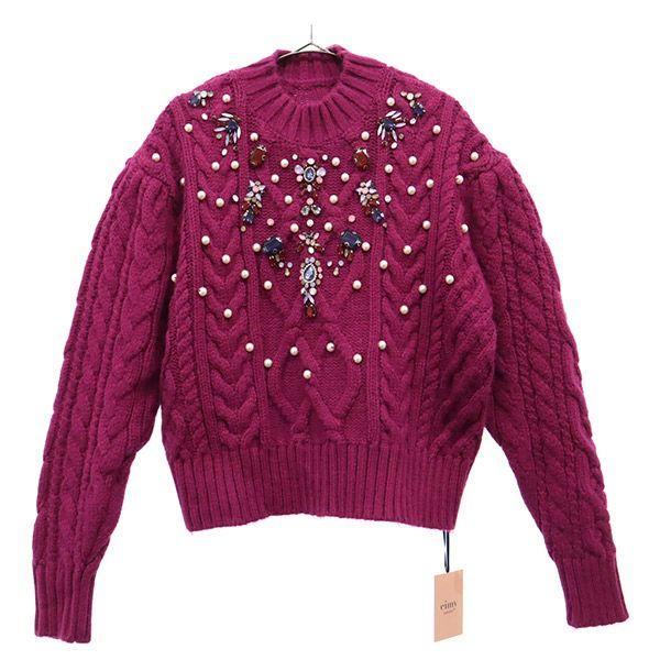 unused eimy istoire Long sleeve sweater F purple Knit Beads Women Used