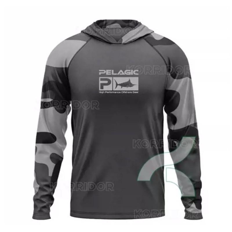 Mens Quick-Dry UV Protection Fishing Hoodie Long Sleeve T-Shirt Outdoor Summer Sports Cycling Apparel