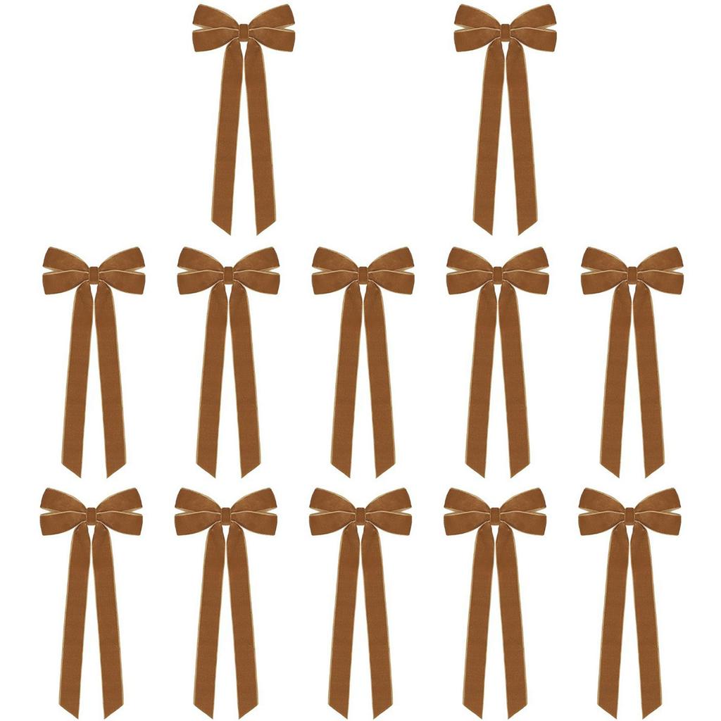 12PCS New Christmas Large Bowknot Xmas Tree Hanging Pendant Red Velvet Bows For Door 2026 New Year Christmas Party Decoration