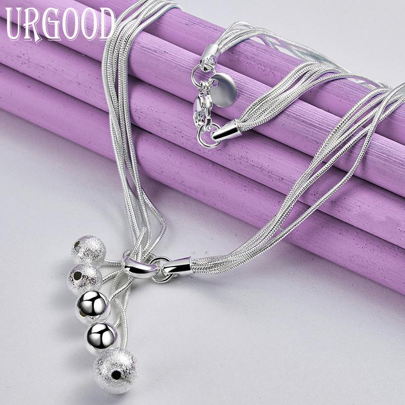 Colier cu mărgele și lanț de șarpe din argint 925, bijuterii de nuntă la modă