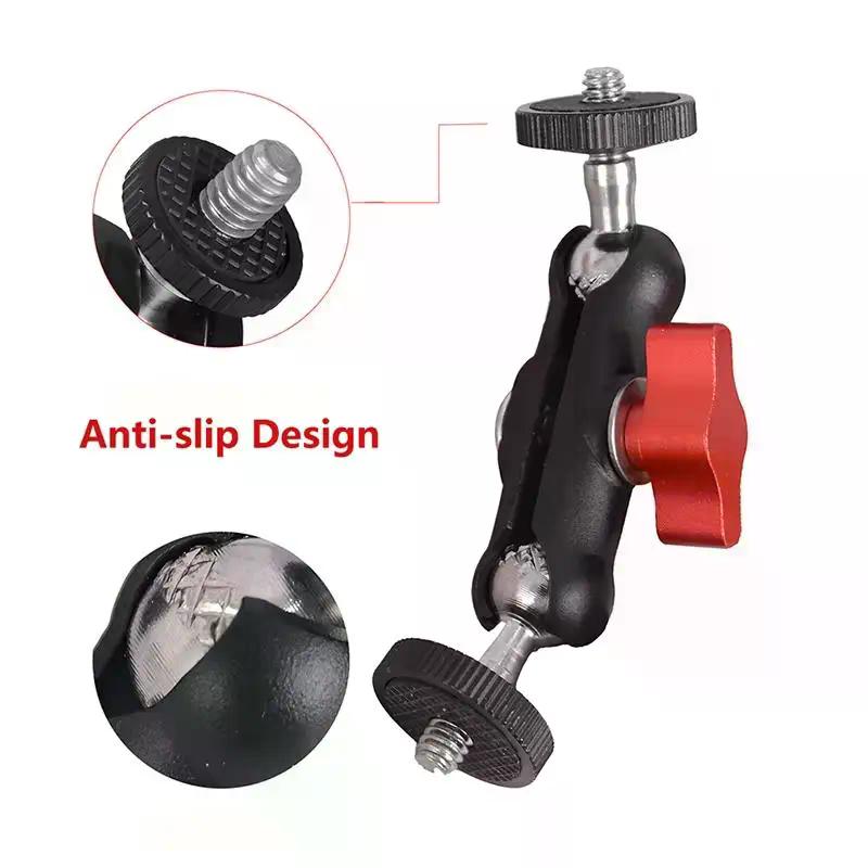 Camera Super Clamp with Double Ball Head - Aluminum Alloy Magic Arm for Monitor/Light/Mic Mounts, Multi-Position Photography Rig