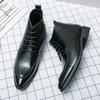 Luxury Men's Leather Boots Pointed Toe Banquet Men's Wedding Shoes Business Dress Shoes Men's High Top Shoes Short Boots
