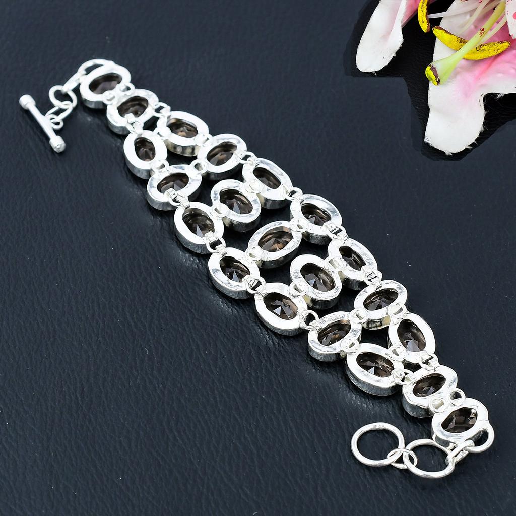 Morganite Gemstone Handmade 925 Sterling Silver Bracelet 7-8" KG-381
