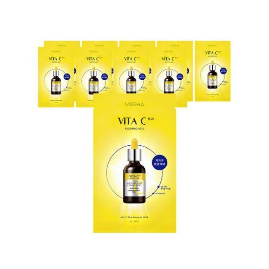MISSHA Vita C Plus Ampoule Mask Brightening & Hydrating Vitamin C Sheet Mask 10 Sheets