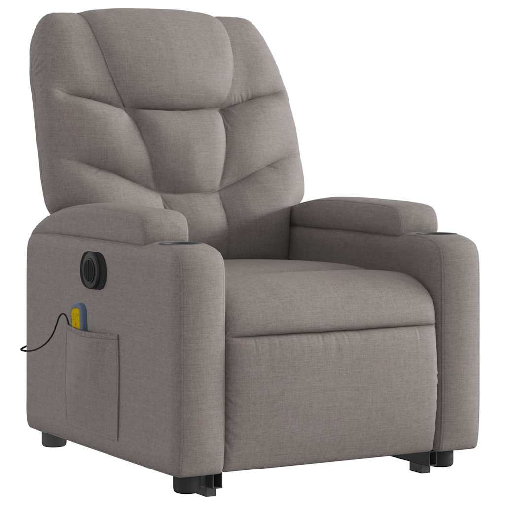 Electric Massage Recliner with Rising Function Taupe Fabric