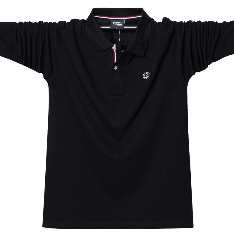 New Loose Plus Men's Business Moisture Wicking Casual-Long Sleeve Lapel T Shirt Lightweight Soft Wrinkle Free Breathable Cotton Polo Shirt