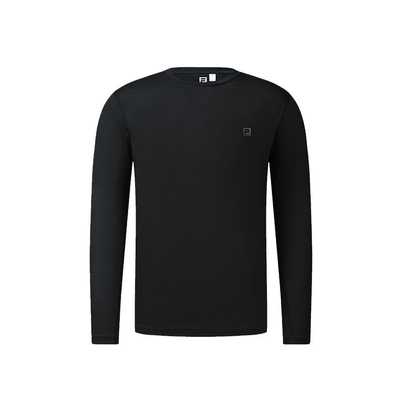 FILA Fitness Crew Neck Solid Color Comfortable Casual Long Sleeve T-Shirt Men Tops A51M631205FBK