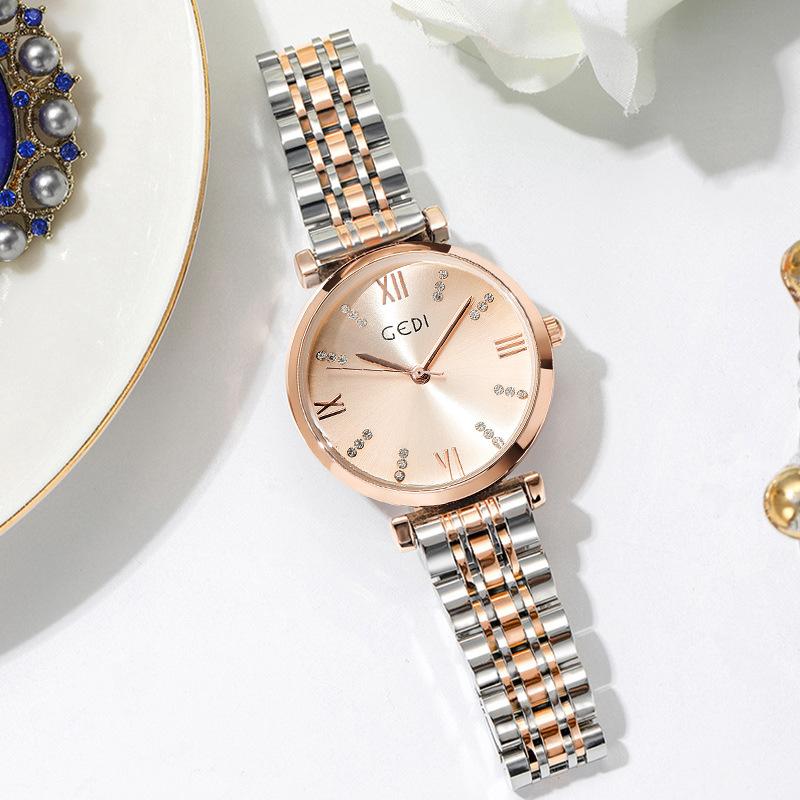 Trend Fashion Diamond Scale Steel Belt Ladies Watch Trend Waterproof Quartz Watch