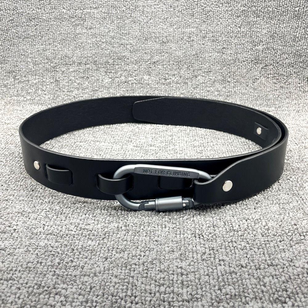 Luxury Design Carabiner Buckle Belt Retro Punk Waistband D Shape Letter Hook Belt  For Women Men