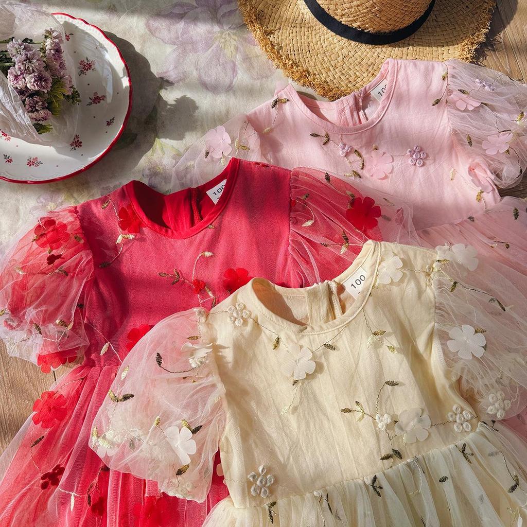 Girl's Short Sleeve Tulle Princess Dress