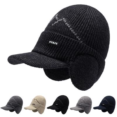 Winter Men's Velvet Thick Coldproof Warm Wool Cap Riding Windproof Knitted Cap