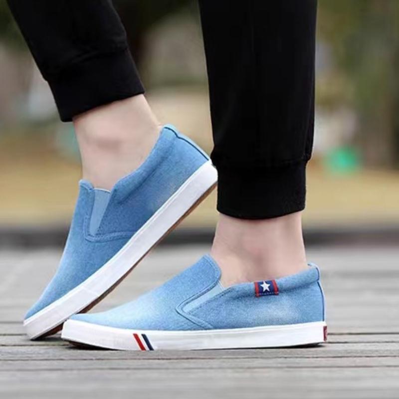 Men's Denim Canvas Shoes Slip-On Sneakers Men Flats Breathable