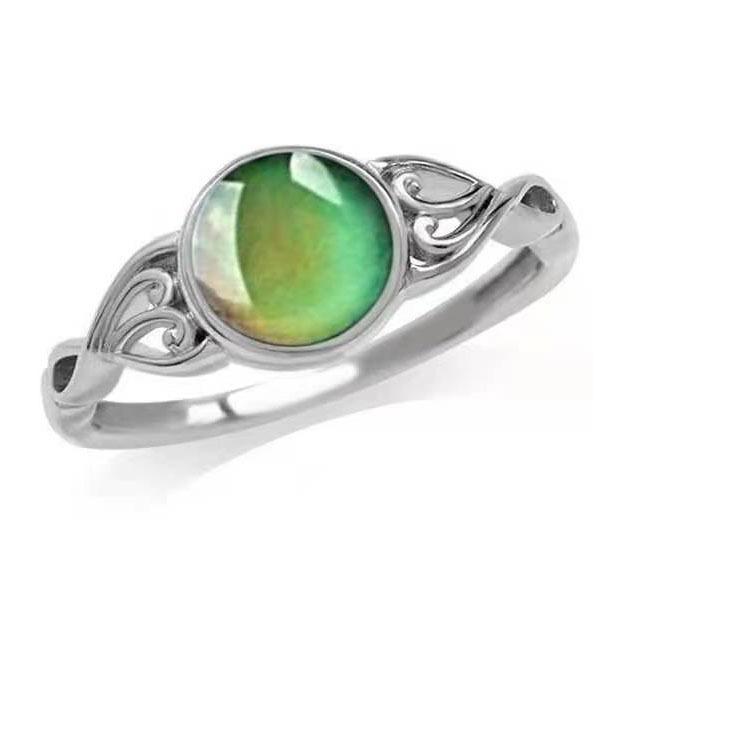 Creative Sweet Style Color-Changing Palace Envelope Gemstone Ring Ring Gold-Plated