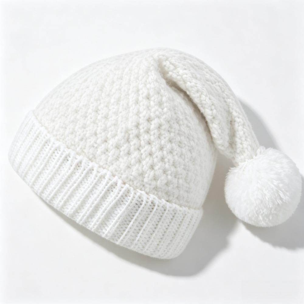 Knitted Winter Beanie Hat Soft Christmas Party Hat New Pom Pom Knit Cap Holiday Party Accessory