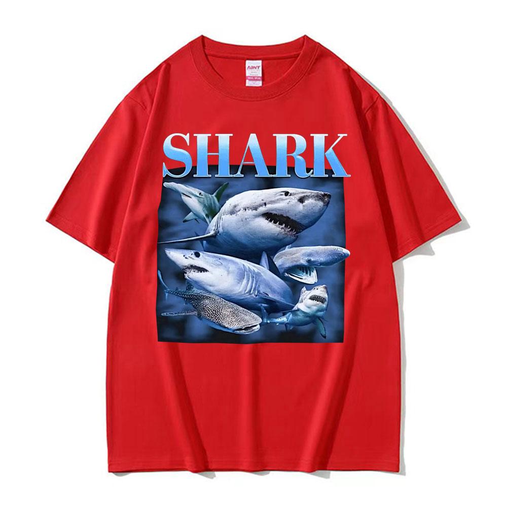 Funny Shark Vintage T-shirts Hammerhead Whale Great White Shark Animal Meme T Shirt Unisex Women Oversized 100% Cotton T-shirt Tops
