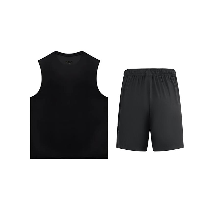 Li-Ning Solid Color Quick-Dry Breathable Vest Casual Sports Set Unisex Sports Set Black YVSV027-2+YKSV115-1