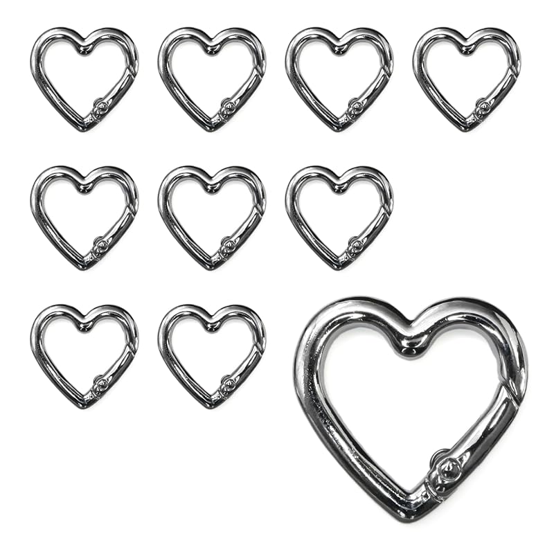 

heart carabiner [Silver] silver 10 pieces small Fashionable key ring key key ring strap Sparkling Punpun Maru NSKR-055