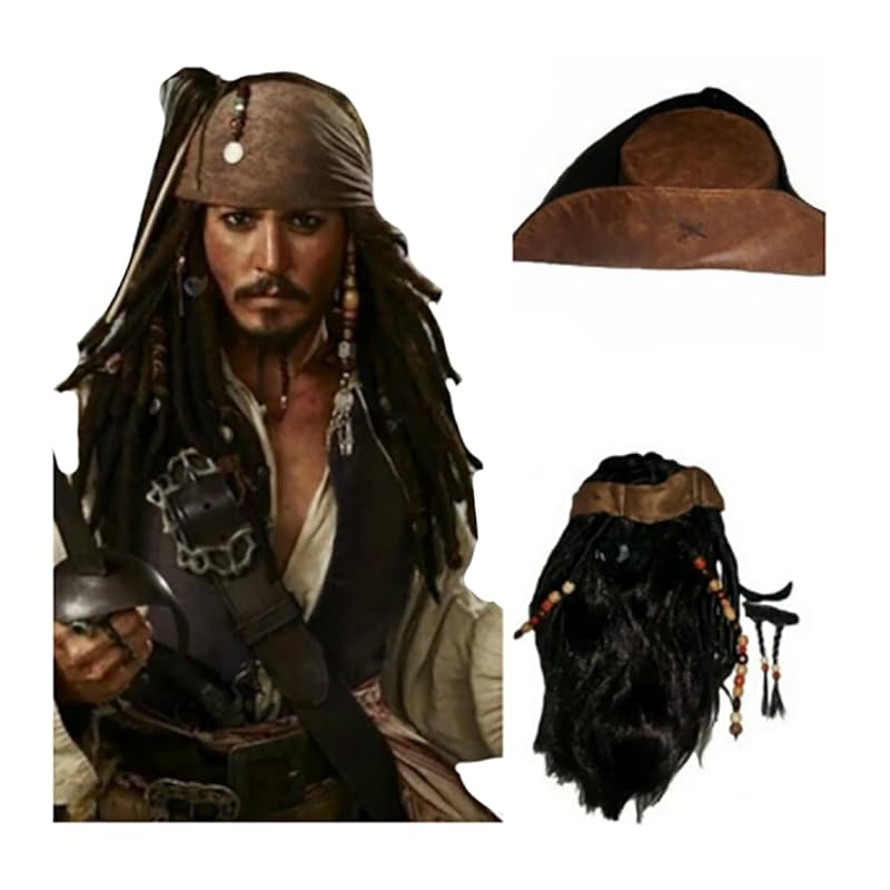 

[Moe Moeya] Pirate cosplay wig jack sparrow wig wig jack sparrow WIG costume For photography event halloween school festival festival cosplay
