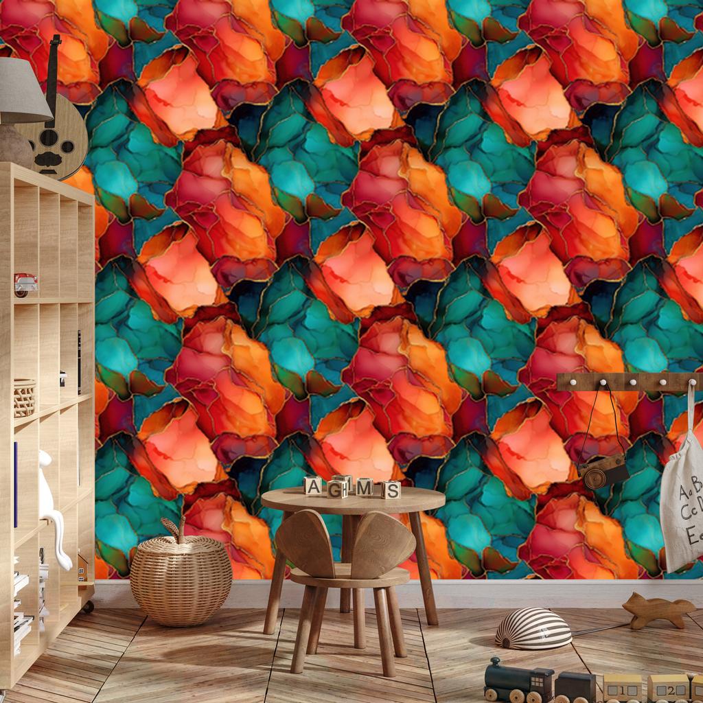 Ink Red and Peach Wallpaper for Living Room and Bedroom 50x1000