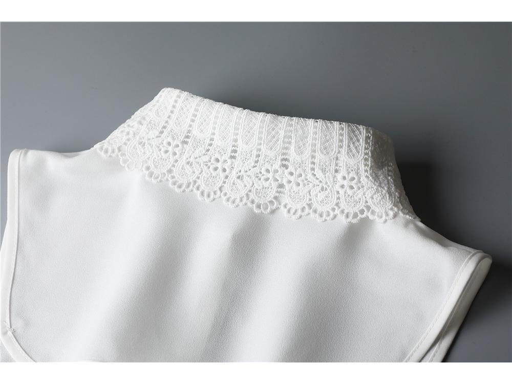 New Fall/Winter Crochet Lace Chiffon Shirt Dickey with Turn-Down Collar
