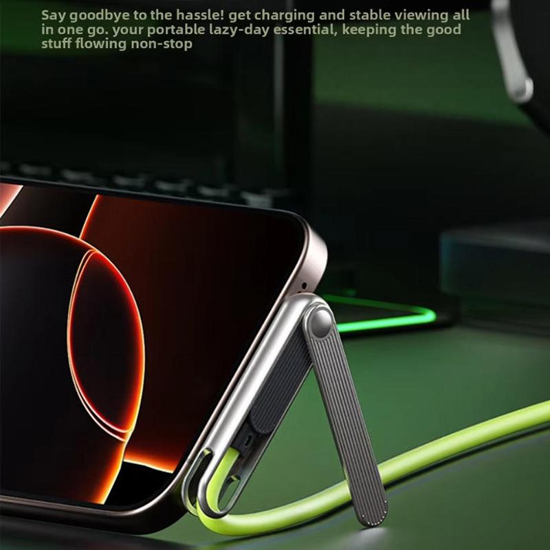 240W Portable Fast Charging Cable Phone Tablet Foldable Holder 2 In 1 Charging Cable Folding Bracket Earphone Data Wire