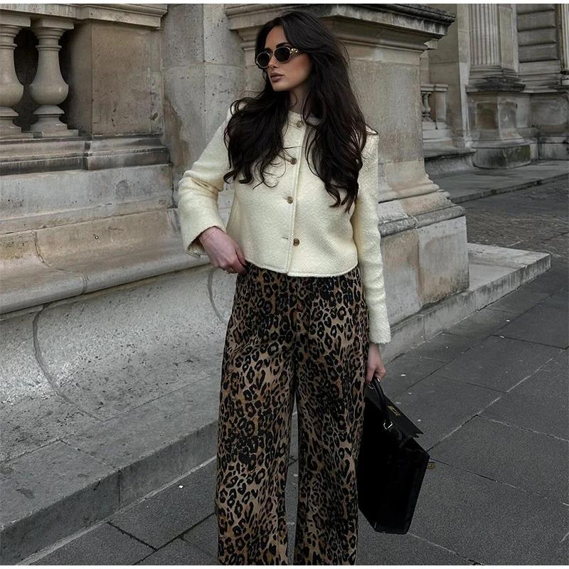 Осенний элегантный твидовый пиджак женский винтажный шерстяной однобортный с круглым — фото 10