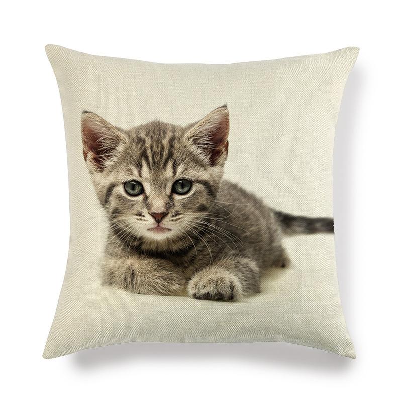 Cartoon Cat Pattern Series Super Soft Cotton and Linen Material Pillow Cover for Home Sofa Decoration Pillow Cover