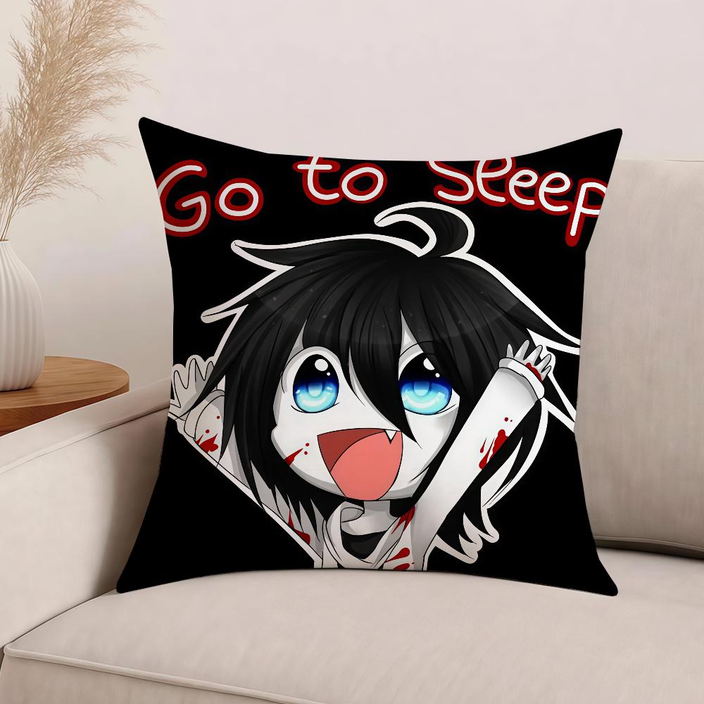 Jeff The Killer Funny Go To Sleep Pillow Case Office Cushions Suitable For Sofa Car Bedroom Decorative Cushion Cover