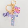Fashion butterfly fringe initial keychain Drop glue Blend sequin A-Z26 letter keychain Cute Ladies Student Bag Accessory Gift