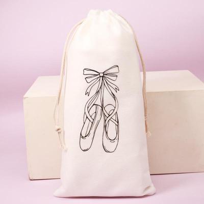 **Velvet Double Drawstring Dance Shoe Bag with Silkscreen Logo, 13x27 Cm**