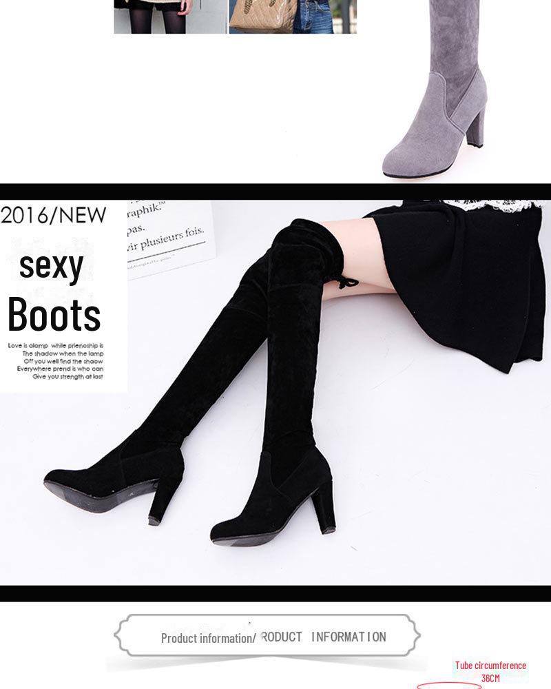 European and American Over-the-Knee High-Heeled Women's Boots, Large Size, Available In Sizes 42-43.