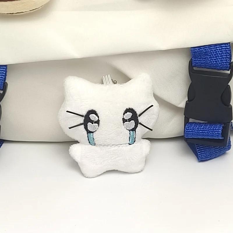 Cute Headphones Kitten Couple Keychain Mini Crying Cat Doll Plush Keyring Bag Pendant Charms Backpack Decor Cartoon Cat Keychain