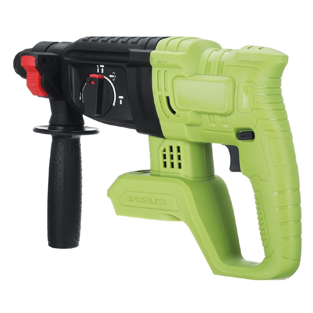 1200W Electric Hammer Brushless Cordless Hammer Drill Concrete Breaker Punch Jackhammer Power Drill Tool DC24V for 18V Battery