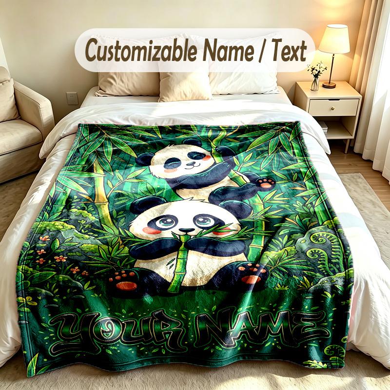 Teddy Bear Theme Custom Blanket Personalized Name & Text Customized Soft Warm Throw Blanket Home Decor
