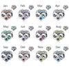 Copper 1-12 Month Love Series Birthday Charms Beads Fit Original Bracele For Women Diy Bead For Matching Jewelry Making Gift