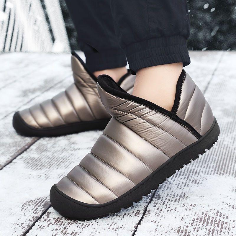 Winter Men Waterproof Ankle Boots Lightweight Men Sneakers Snow Boots Outdoor Couple Warm Cotton Boots Keep Warm Sandproof Shoes