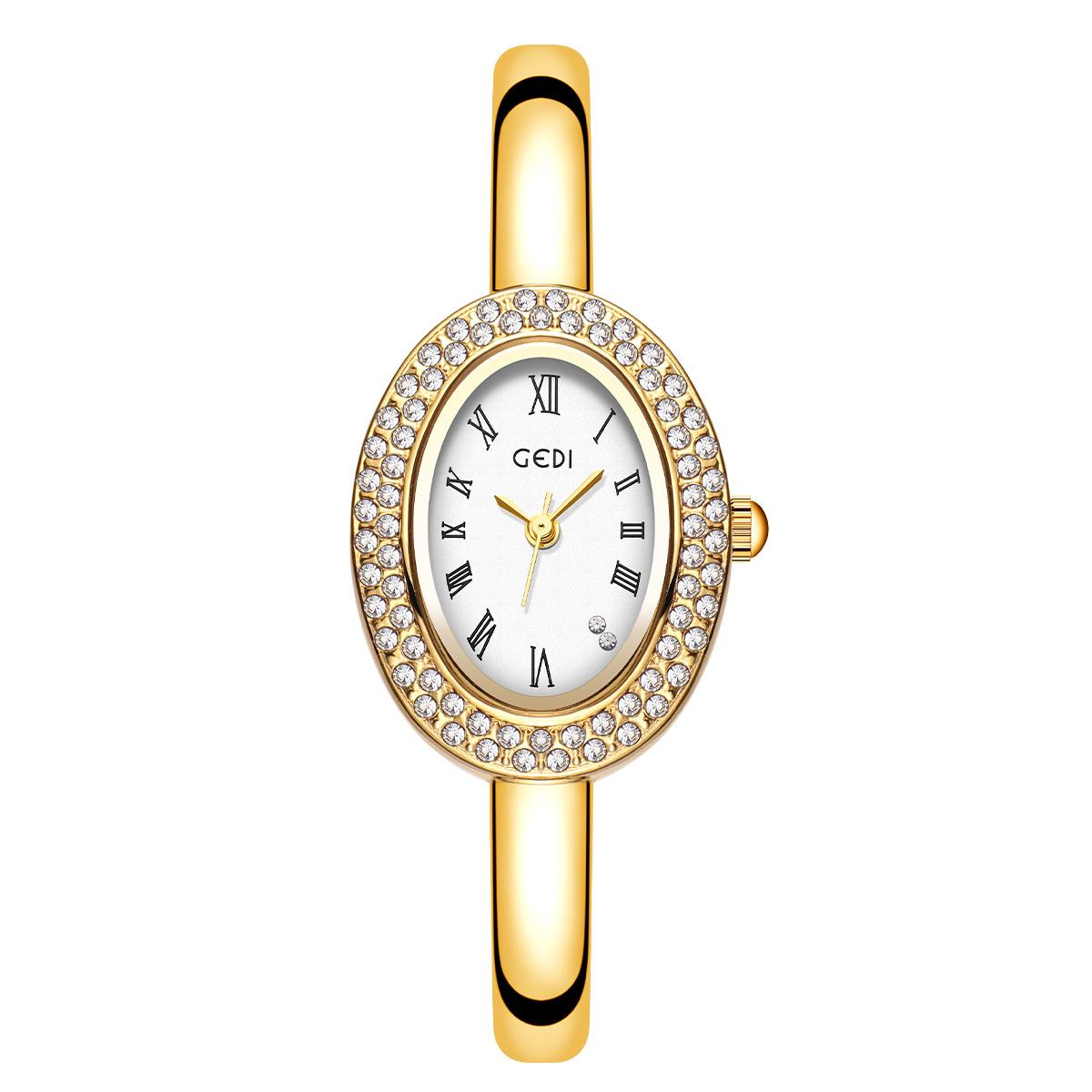 Niche Oval Bathtub Bracelet Women S Watch Light Luxury Full Of Diamonds Niche High-End Women S Quartz Watch
