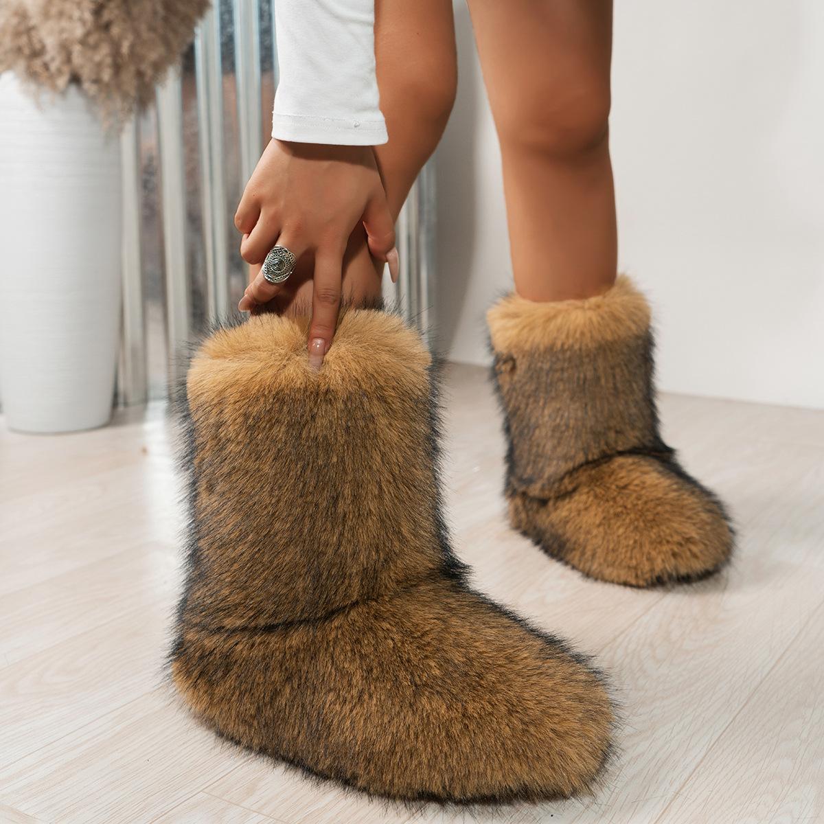 

2024 зимние толстые удобные черные высокие замшевые зимние ботинки с меховой подкладкой большого размера теплые нескользящие зимние ботинки 43 коричневый