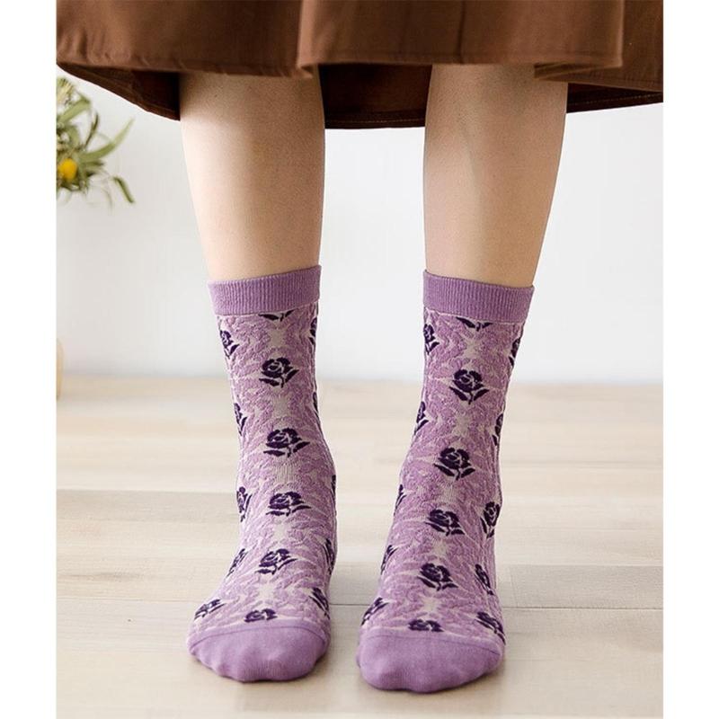 Womens Cotton Socks, 1 Pair Womens Fun Novelty Crew Colorful Patterns Soft Breathable Fashion Casual Socks