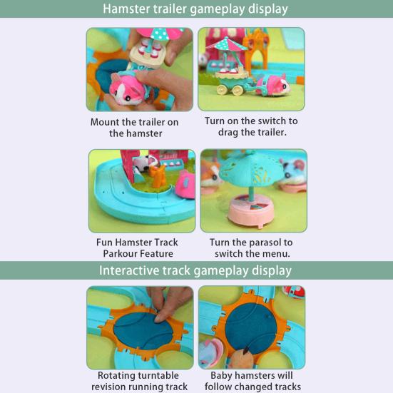 Mini Playset Plush Hamster Mini Ice Cream Playground Long Playset Hidden Gameplay for Track Toys Play House