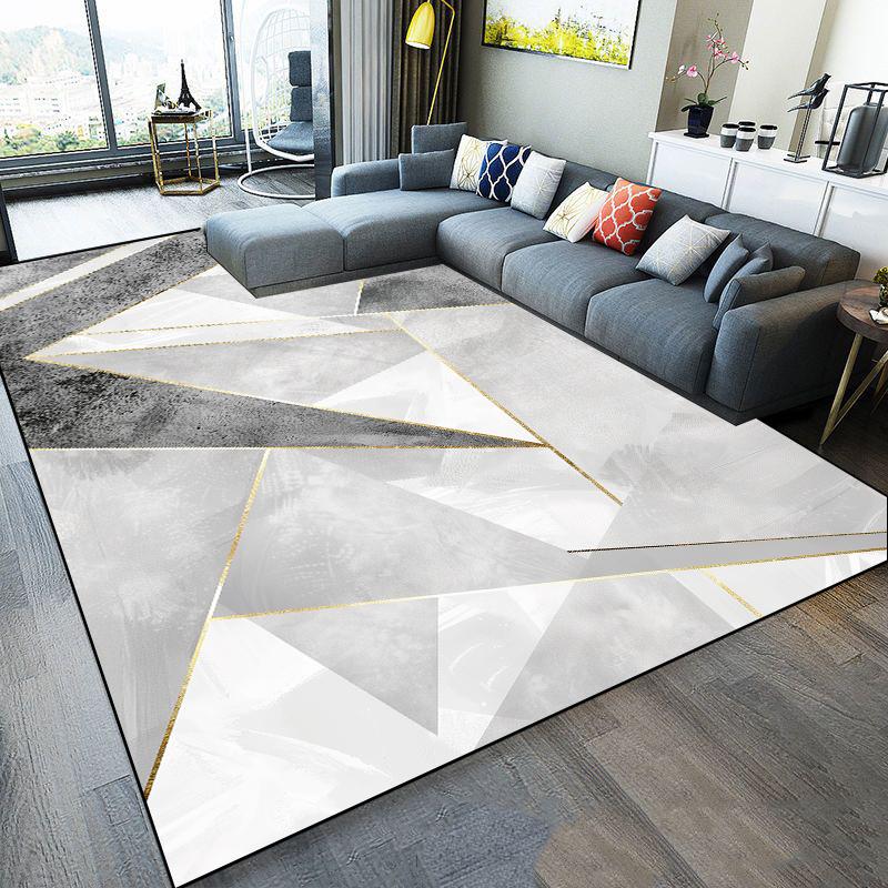 Moderner Leichter Luxus Geometrie Teppich Groß Wohnzimmer Sofa Bereich Teppich Schlafzimmer Dekoration Rutschfester Teppich Waschbare Couchtischmatte