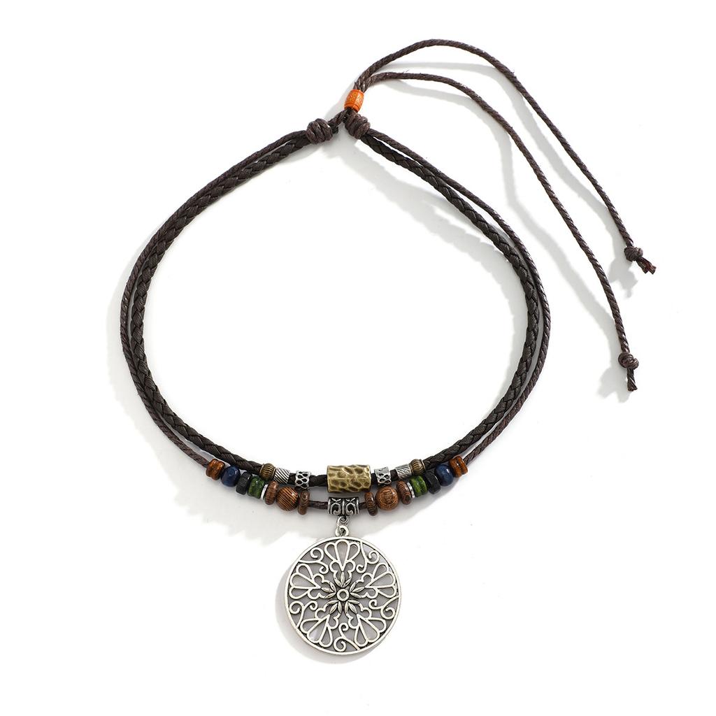 Beaded Necklace Women'S Versatile Butterfly Wooden Bead Retro Turquoise Necklace Jewelry