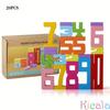 20pcs Colorful Building Blocks Wooden Toys Stacking Games Montessori Children's Digital Cognitive Enlightenment Teaching Aids