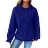 Women's Fashion Loose Hooded Pullover Long Sleeve Patchwork Plaid Sweat Drawstring Shoulder Strap Pocket Top