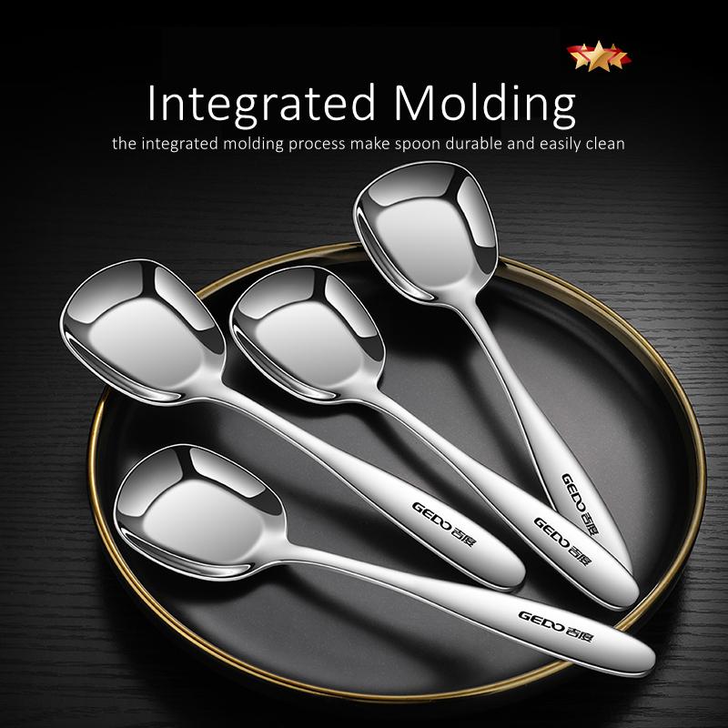 6 Pcs LFGB Certified Pure 304 Stainless Steel Dining Spoons Ultra Thick Flat Head Spoon Shovel-shape Scoop for Rice and Salad4