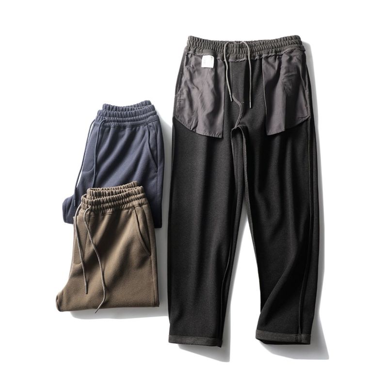 Thickened Woolen Pants Men's Autumn and Winter Straight-leg Loose Drooping Elastic Waist Casual Pants Export Export Tail Pants