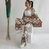 Temu 2024 Summer Women's Loose Plus Size Printed Set: Mid-Sleeve Shirt & Wide-Leg Pants