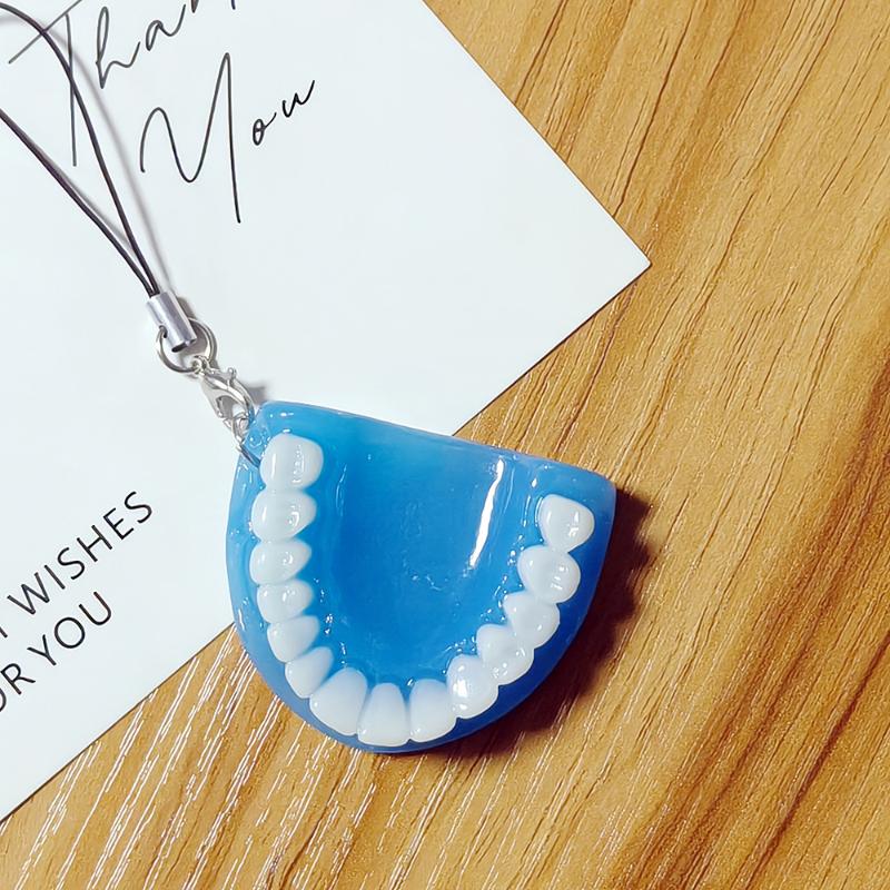 Gothic Simulated False Tooth Mobile Phone Rope Pendant Creative Weird Teeth Bag Pendant Accessories Prank Gift