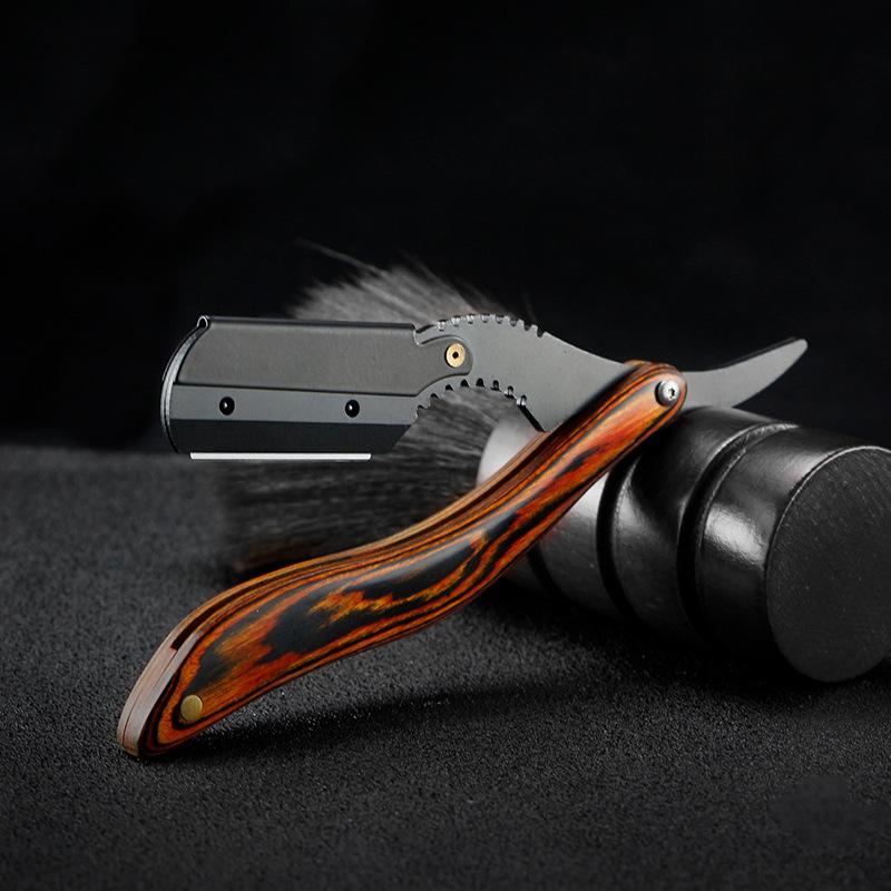 Senior Wood Handle Blade Shaving Razors Professional Barber Shaver Eyebrow Razor Men's Replaceable Blade Shaving Razor Men Gift