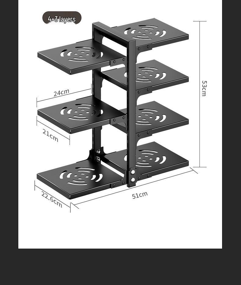 Estante de almacenamiento de ollas y utensilios de cocina de múltiples capas para cocina, organizador de encimera bajo el fregadero, diseño de doble cara